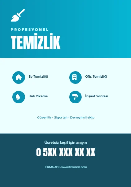 Temizlik Hizmeti İlanı — Broşür şablonu