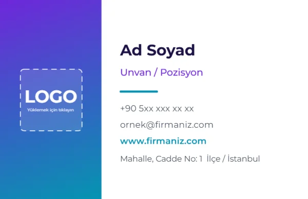 Mor Gradyan — Standart Kartvizit şablonu