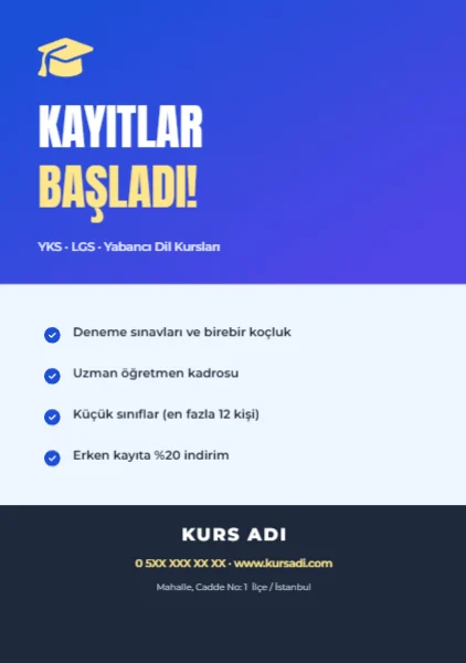 Kurs Kayıt İlanı — Broşür şablonu