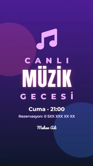 Hikâye · Canlı Müzik Gecesi — Hikâye & Reels şablonu