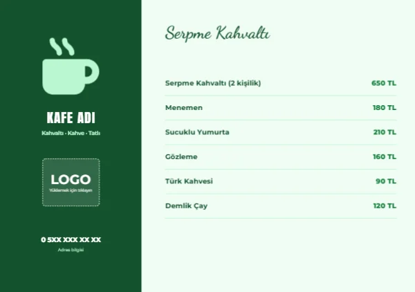 Kafe Kahvaltı Amerikan Servis — Amerikan Servis şablonu