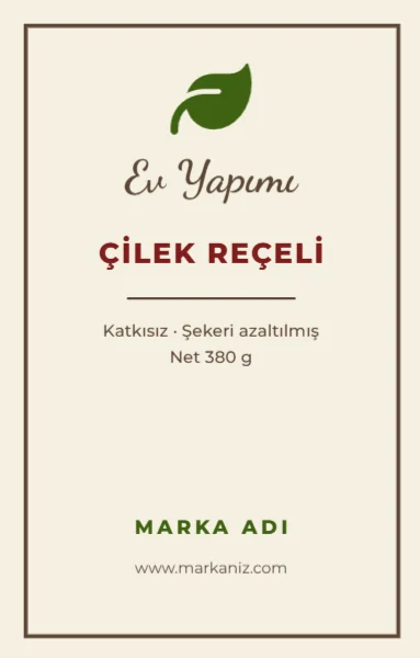 Doğal Ürün Etiketi — Etiket şablonu