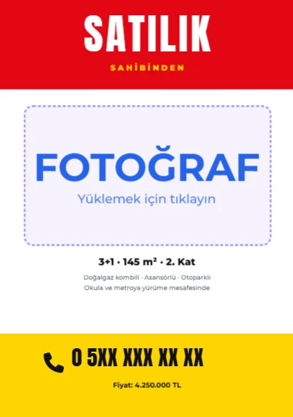 Satılık İlanı (A5) — Broşür şablonu