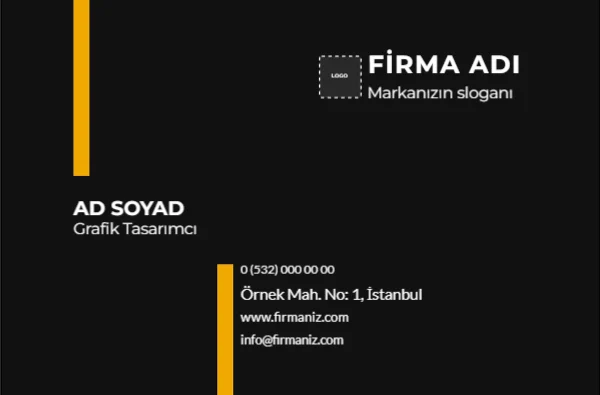 Sarı Siyah Minimal Kartvizit — Standart Kartvizit şablonu