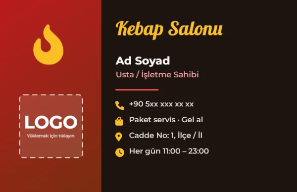 Kebapçı Kartviziti — Standart Kartvizit şablonu