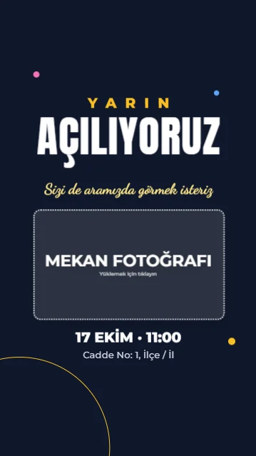 Hikâye · Açılıyoruz — Hikâye & Reels şablonu