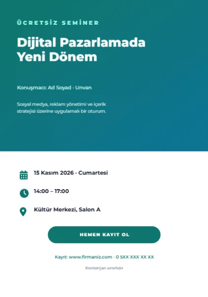 Seminer & Konferans İlanı — Broşür şablonu