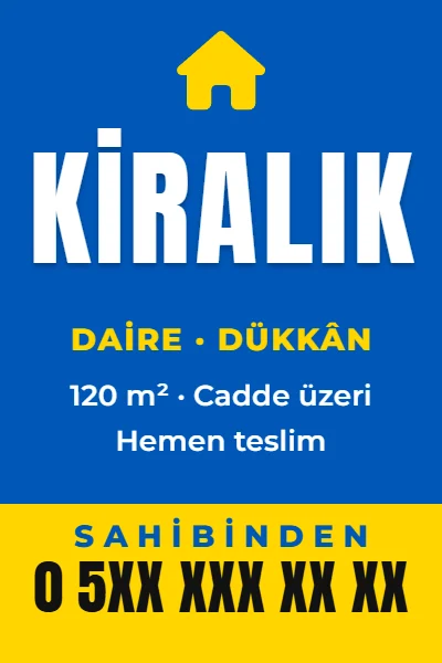 Kiralık (Dikey) — Branda Afiş & Pankart şablonu