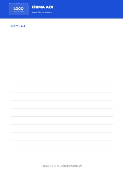 Kurumsal Not Kağıdı — Kapaksız Bloknot şablonu