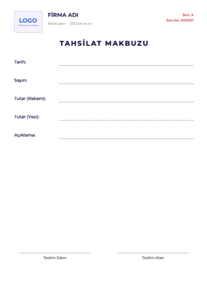 Tahsilat Makbuzu — Makbuz