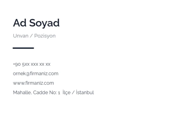 Minimal Beyaz Kartvizit — Standart Kartvizit şablonu