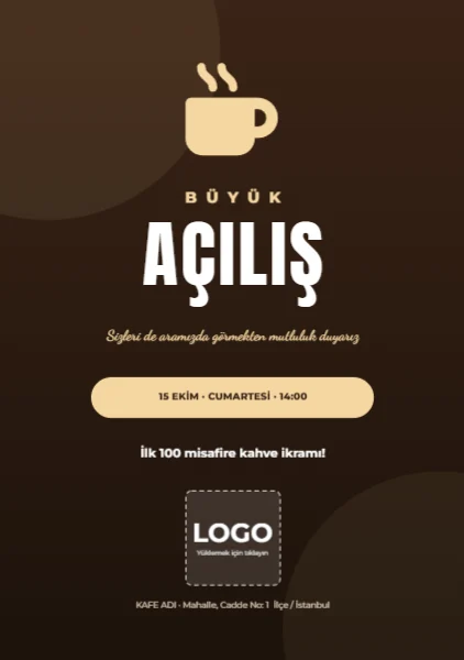 Kafe Açılış İlanı — Broşür şablonu