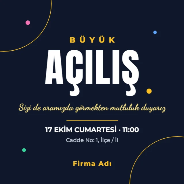 Büyük Açılış Davetiyesi — Instagram Gönderi şablonu