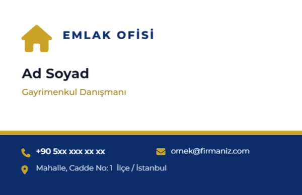 Emlak Danışmanı Kartviziti — Standart Kartvizit şablonu
