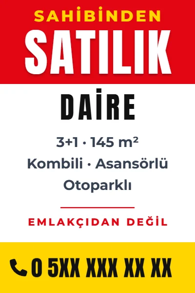 Satılık Daire (Dikey) — Branda Afiş & Pankart şablonu