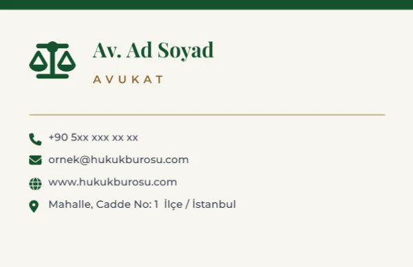 Hukuk Bürosu Kartviziti — Standart Kartvizit şablonu